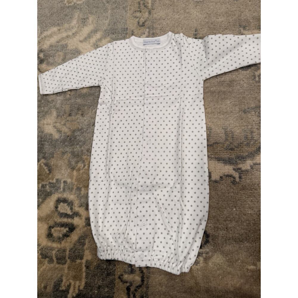 Hug Me First Pima Cotton Gender Neutral Gown Stars Sz Newborn NWT